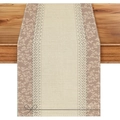 Bohemian floral table runner with lace trim and rustic linen texture for home dining - 33*183cm Table Runner / Retro Lace Bow (ZQ106-12)