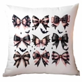 Funda de cojín blanca con nueve lazos góticos rosas y negros para Halloween decor - Cuadrícula de Lazos Góticos (CDR327-9) / 45x45cm de Una Sola Cara Sin Relleno