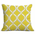 Square yellow throw pillow cover with white wavy geometric pattern on white background - Yellow Wave (CDR333-2) / 45x45cm Single Side Print