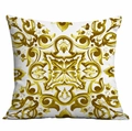 Nordic geometric pillow cover featuring a golden Damask pattern on white fabric - White Baroque Gold Pattern (CDR333-3) / 45x45cm Single Side Print