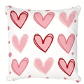 Federa bianca con nove cuori rossi e rosa, decorazione festiva per divano di casa - 45x45cm Lato Singolo (Senza Interno) / Nove Cuori Disegnati