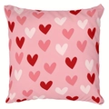Fodera per cuscino quadrata rosa con motivi a cuore rosso per decoro San Valentino - 45x45cm Lato Singolo (Senza Interno) / Cuore Doodle Base Rosa