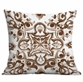 Square pillowcase with a brown baroque damask pattern on a white background - White Coffee Brown Pattern (CDR333-7) / 45x45cm Single Side Print