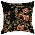Vierkante zwarte kussenhoes met vintage roze en goudkleurig bloemenborduursel - Rozenpatroon (TYMD24-2) / 45*45cm (Enkelzijdig Zonder Kern)