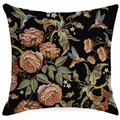 Zwarte sierkussenhoes met kolibrie- en kleurrijke bloemmotieven in borduurstijl - Kolibrie En Bloem (TYMD24-4) / 45*45cm (Enkelzijdig Zonder Kern)