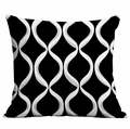 Square geometric pillow cover with black and white wavy ribbon pattern in minimalist style - Black White Interwoven Pattern (CDR333-9) / 45x45cm Single Side Print