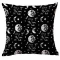 Square black pillowcase with white moon and stars featuring I love you to the moon and back - 45*45cm Without Core / Moon Stars English Quote (TDLD88-2)
