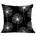 Modern black decorative pillow cover with white dandelion geometric pattern - Black White Floral Pattern (CDR333-11) / 45x45cm Single Side Print