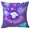 Starry universe spaceship digital print square pillowcase with UFO and rocket patterns - 45*45cm Without Core / Dark Purple UFO Rocket (TDLD88-3)