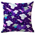 Starry universe cushion cover with purple galaxy and UFO digital print for sofa - 45*45cm Without Core / Dark Purple Galaxy Planets (TDLD88-4)