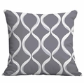 Square dark grey pillow cover with white geometric wave patterns for sofa - Dark Grey White Wave Pattern (CDR333-17) / 45x45cm Single Side Print