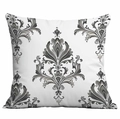 Square geometric cushion cover with black and white damask pattern for home decor - White Black Grey Damask Pattern (CDR333-18) / 45x45cm Single Side Print