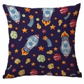 Starry space spaceship digital print square pillowcase with rockets and planets - 45*45cm Without Core / Dark Blue Hand-painted Starry Sky (TDLD88-14)
