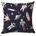 Navy blue space themed throw pillow cover with watercolor astronauts and rockets - 45*45cm Without Core / Dark Blue Astronaut Robot (TDLD88-16)