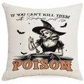 Halloween Kissenhülle mit Hexenmotiv und If You Can't Kill Them with Kindness Aufdruck - Hexe am Kessel Stil (DYM335-10) / 45x45cm (Einseitiger Druck - Ohne Kissenfüllung)