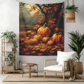 Autumn tapestry with pumpkins and maple leaves for living room wall decoration - 70x100cm Brushed Fabric / Style 18