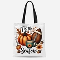Détail du sac fourre-tout en toile avec citrouilles d'automne et texte Tis the Season - Football Américain et Citrouille(FBDT21-21) / 33*39cm