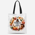 Détail du sac en toile de Thanksgiving avec imprimés citrouille et dinde festive - Illustration de Photo de Famille d'Action de Grâce(FBDT21-18) / 33*39cm