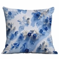 Square cushion cover with 3D blue and white lace floral patterns on white fabric - 45x45cm / Blue and White Lace Relief Style (DLD7-4)