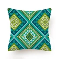 Quadratischer Kissenbezug im Ethno-Stil mit blau-grünem geometrischem Rautenmuster-Design - 45*45cm Kurzplüsch Einseitig Ohne Kissenkern / Böhmischer Rautenstil (CDR357-2)