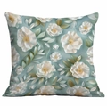 Square pillowcase featuring 3D white floral patterns on a soft light cyan background - 45x45cm / Light Teal 3D Paper Carving White Flower (DLD7-11)