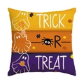 Dettaglio della federa per cuscino di Halloween con fantasmi e scritta Trick or Treat - Stile Trick or Treat Tricolore (DYM355-4) / 45*45cm Lino Solo Fronte Senza Imbottitura