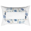 Rechthoekige kussensloop met blauw aquarel bloemmotief op een witte stoffen achtergrond - Blauwe Aquarel Bloemenkrans Stijl (CDR348-6) / 30*50cm Kort Pluche Enkelzijdig Zonder Kern