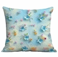 3D floral cushion cover with blue and pink blossoms for elegant home sofa decoration - 45x45cm / Pink and Blue Relief Decoration (DLD7-16)