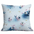 Square pillowcase featuring elegant blue roses and light purple leaves on a light blue base - 45x45cm / Light Blue Purple Branch Rose (DLD7-17)
