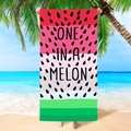 Microfiber beach towel with watermelon print and One in a Melon slogan for summer - Watermelon Theme Pattern (STMJ03-8)