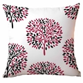 Funda de cojín cuadrada con estampado geométrico de árbol en color burdeos y negro - 45x45 cm / Árbol Abstracto Rojo y Negro (TDLD89-1)