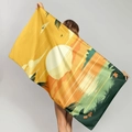 Microfiber quick-dry beach towel with tropical sunset print and palm tree silhouette - Summer Sunset Sea View (STMJ02-1)