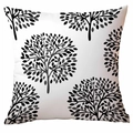 Funda de cojín minimalista con estampado de siluetas de árboles negros y grises en blanco - 45x45 cm / Árbol Abstracto Gris y Negro (TDLD89-3)