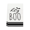 White microfiber Halloween towel with black hey BOO text and bat silhouettes - 40x60cm / Hey BOO And Bat Pattern (MJBT62-1)