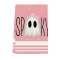 Πετσέτα Halloween από μικροΐνες με σχέδιο φάντασμα, κείμενο spooky και ριγέ μοτίβο - Ροζ SPOOKY Μοτίβο Φάντασμα (MJBT62-5)