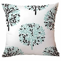 Minimalist square cushion cover with Nordic tiffany blue and black tree print - 18x18 Inch / Cyan & Black Abstract Tree (TDLD89-6)