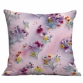Floral print pillowcase in soft purple with 3D floral pattern for sofa home decor - 45x45cm / Pink Purple Ditsy Floral Pastoral (DLD7-32)