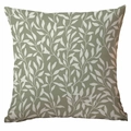 Funda de cojín cuadrada verde salvia con patrón de hojas blancas para sofá de hogar - 45*45cm Una Sola Cara Sin Núcleo / Estilo de Hoja Blanca Verde Salvia(CDR341-5)