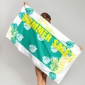 Microfiber beach towel featuring tropical monstera leaves and Summer Sale text print - Summer Sale Pineapple (STMJ02-8)
