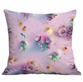Square pillowcase with decorative 3D floral prints in purple and pink tones - 45x45cm / Light Purple and Pink Floral (DLD7-33)