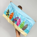 Microfiber beach towel featuring summer lettering and colorful surfboards pattern - Surfboard Theme (STMJ02-9)
