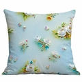 3D floral mint green decorative pillowcase with white and yellow flowers for sofa - 45x45cm / Mint Green White Flower Relief (DLD7-34)