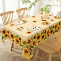 Elegant rectangle tablecloth with sunflower print on beige fabric for home dining decor - Zb692-3 / 40*60cm Brushed Fabric