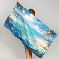 Microfiber beach towel with tropical oil painting landscape featuring palm trees - Tropical Beach Oil Painting (STMJ02-10)