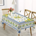 Mediterranean lemon print rectangular tablecloth with blue geometric borders for dining table - Zb692-4 / 40*60cm Brushed Fabric