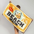 Microfiber beach towel with yellow vintage Beach Bar print and retro cocktail design - Beach Bar Vintage Design (STMJ02-11)