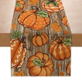 Fall pumpkin table runner with autumn maple leaves and vintage wood grain texture - 33*183cm / Vintage Wood Grain Pumpkin Style (ZQT59-17)