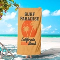 Quick-dry microfiber beach towel with vintage yellow sunset surf paradise print - California Beach Surf Paradise (STMJ02-12)