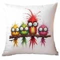 Funny cartoon owls on a branch print pillowcase with colorful eyeglass designs - Textured Colorful Owls (TDLD91-16)