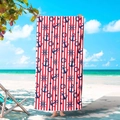 Microfiber quick-dry beach towel with nautical navy blue red and white stripe patterns - Navy Style Ocean Elements (STMJ02-18)